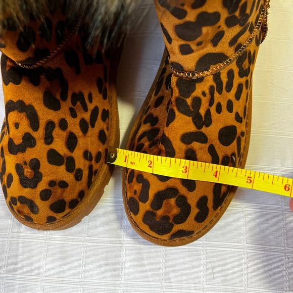 Faux Fur Leopard Print Fashion Winter Boots Women's Size 6 - Picture 12 of 13